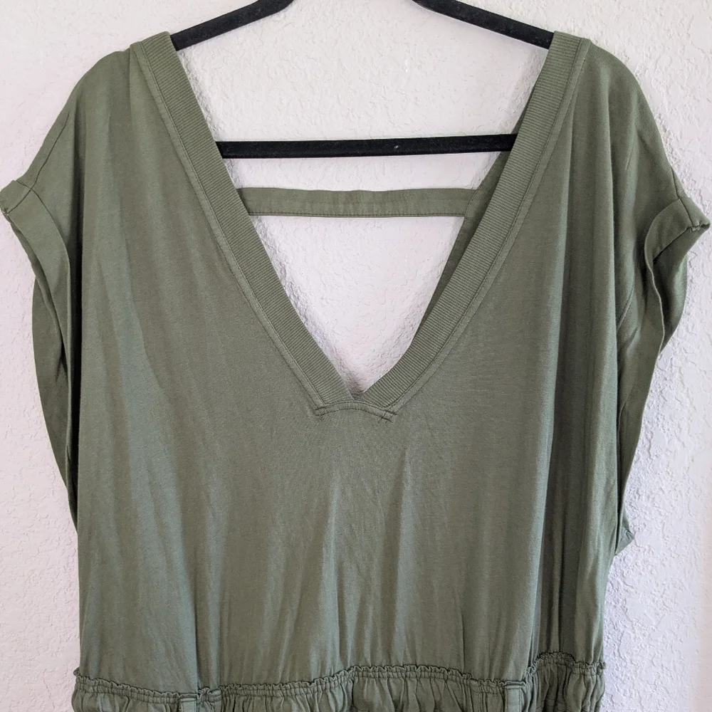Anthropologie Olive Green Midi Dress TIE MISSING - Picture 3 of 9